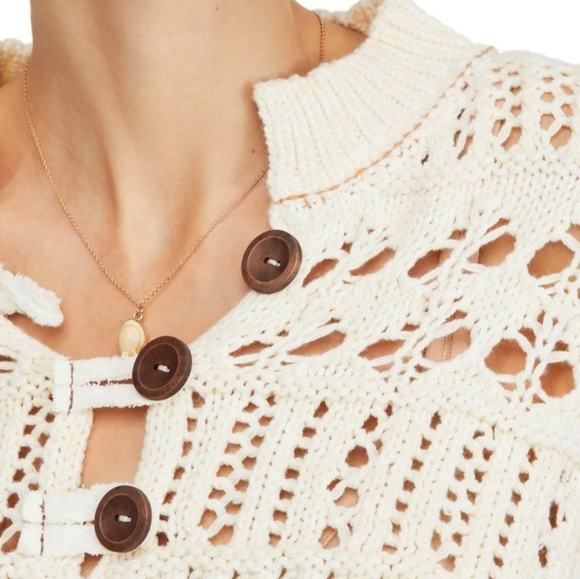 FREE PEOPLE Dreams Tonight Crochet In Ivory Knit Sweater NWOT - Picture 8 of 11